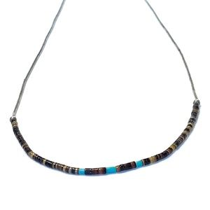 Vintage Native American Silver and Beaded Necklace